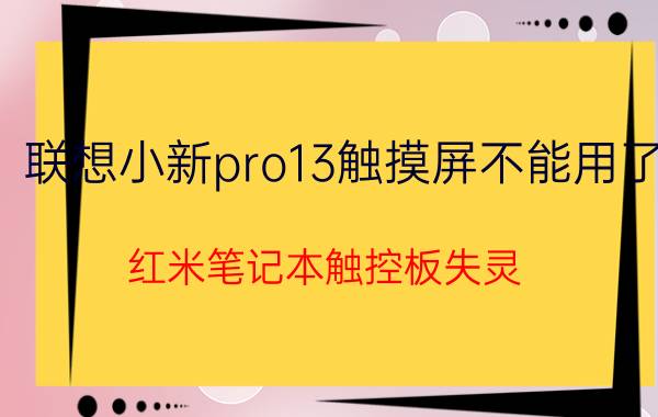 联想小新pro13触摸屏不能用了 红米笔记本触控板失灵？